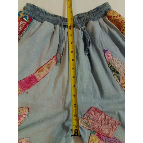 Momo New York Womens Boho Patchwork Jogger Pants Elastic Waist Pockets Size L - Picture 14 of 16